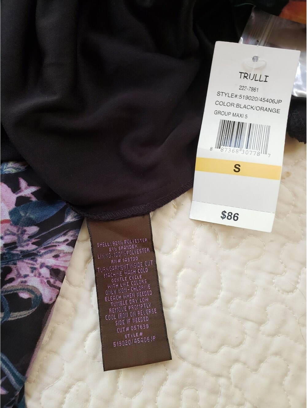 Trulli  Sz S  Black Floral Chiffon Stretch Sleeveless Maxi summer party dress - Picture 6 of 6